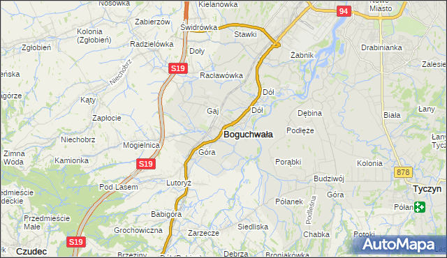 mapa Boguchwała powiat rzeszowski, Boguchwała powiat rzeszowski na mapie Targeo