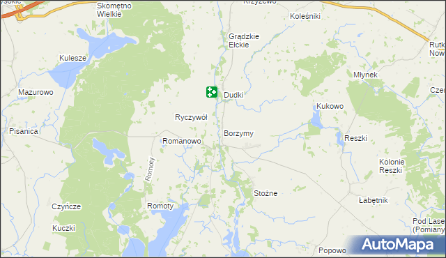 mapa Borzymy gmina Kalinowo, Borzymy gmina Kalinowo na mapie Targeo