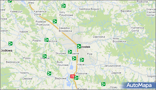 mapa Brzostek powiat dębicki, Brzostek powiat dębicki na mapie Targeo