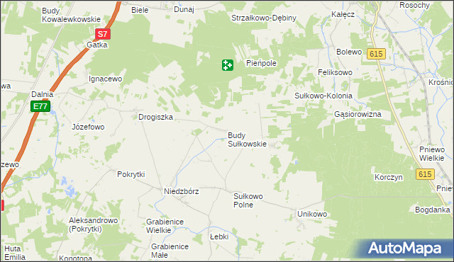mapa Budy Sułkowskie gmina Strzegowo, Budy Sułkowskie gmina Strzegowo na mapie Targeo