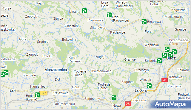 mapa Bugaj gmina Biecz, Bugaj gmina Biecz na mapie Targeo