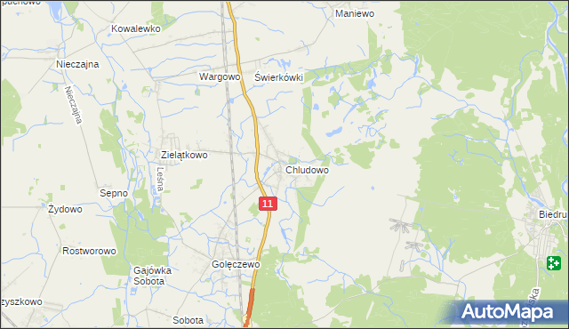 mapa Chludowo, Chludowo na mapie Targeo
