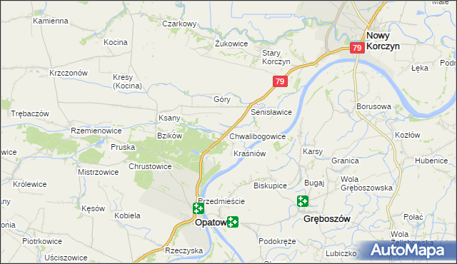 mapa Chwalibogowice, Chwalibogowice na mapie Targeo