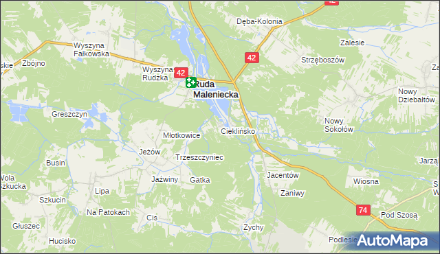 mapa Cieklińsko, Cieklińsko na mapie Targeo