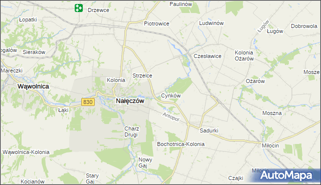 mapa Cynków gmina Nałęczów, Cynków gmina Nałęczów na mapie Targeo