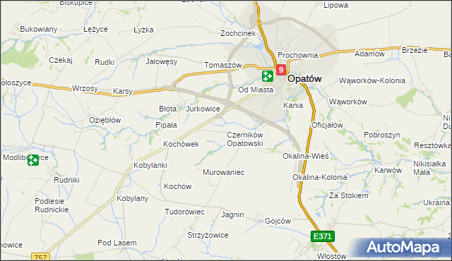 mapa Czerników Opatowski, Czerników Opatowski na mapie Targeo