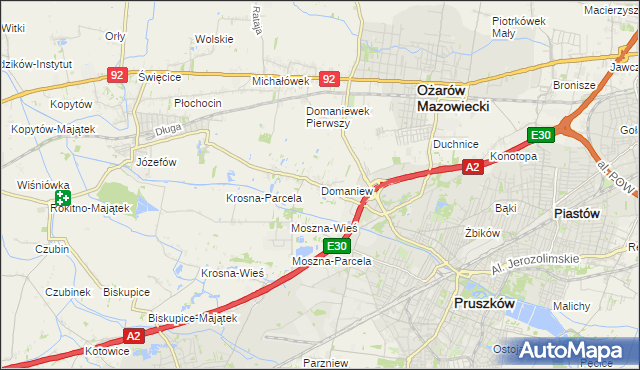 mapa Domaniew gmina Brwinów, Domaniew gmina Brwinów na mapie Targeo