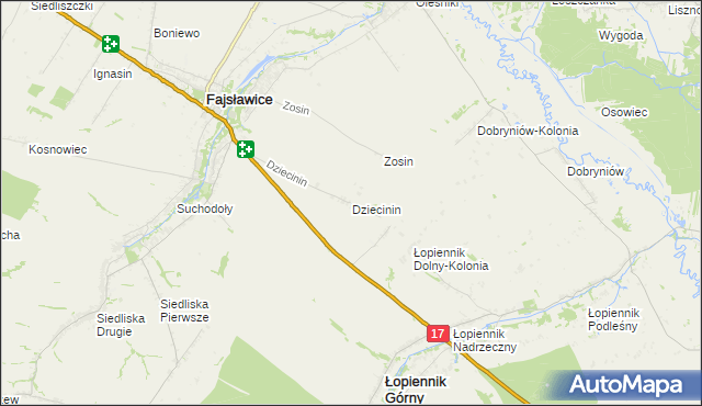 mapa Dziecinin, Dziecinin na mapie Targeo