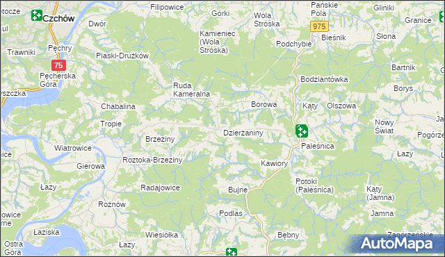 mapa Dzierżaniny, Dzierżaniny na mapie Targeo