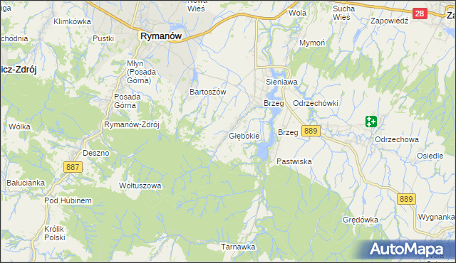 mapa Głębokie gmina Rymanów, Głębokie gmina Rymanów na mapie Targeo