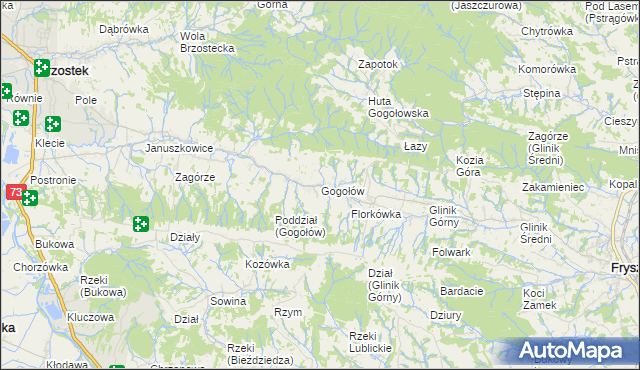 mapa Gogołów gmina Frysztak, Gogołów gmina Frysztak na mapie Targeo