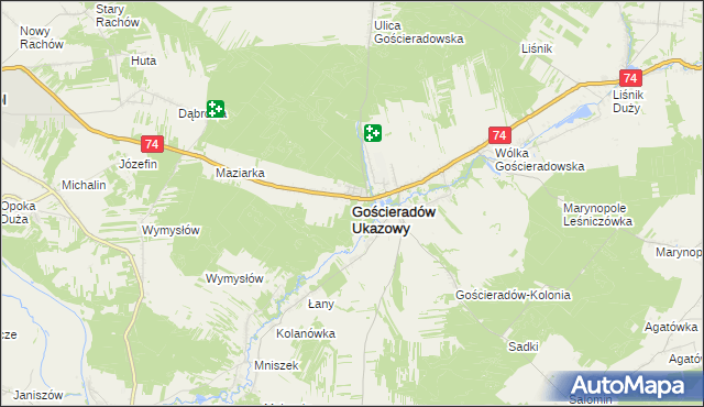 mapa Gościeradów Ukazowy, Gościeradów Ukazowy na mapie Targeo