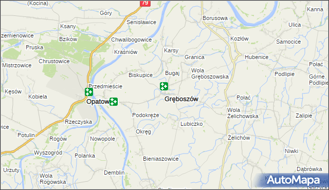 mapa Gręboszów powiat dąbrowski, Gręboszów powiat dąbrowski na mapie Targeo