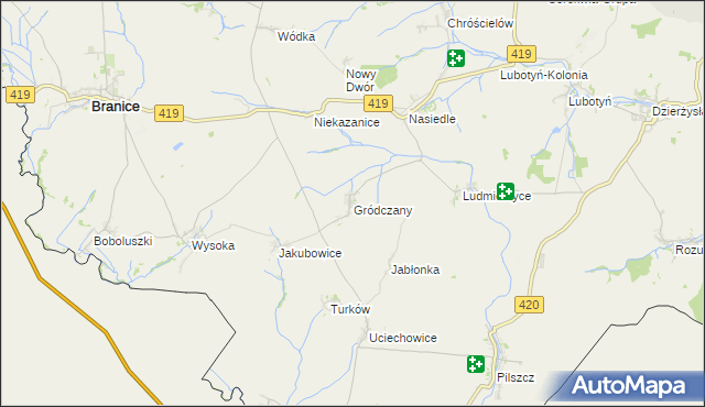 mapa Gródczany, Gródczany na mapie Targeo