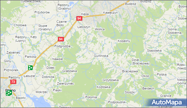mapa Gumniska gmina Dębica, Gumniska gmina Dębica na mapie Targeo