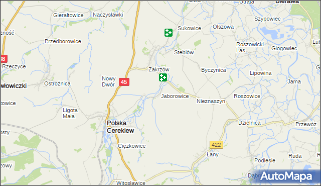 mapa Jaborowice, Jaborowice na mapie Targeo