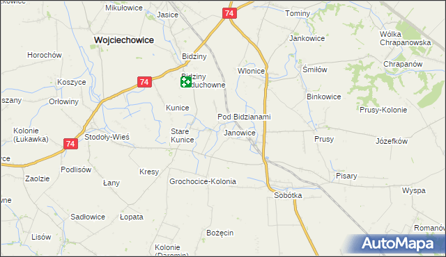 mapa Janowice gmina Ożarów, Janowice gmina Ożarów na mapie Targeo