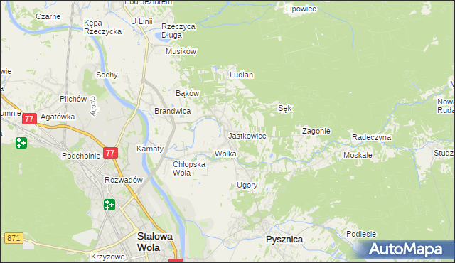 mapa Jastkowice, Jastkowice na mapie Targeo