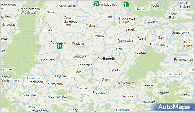 mapa Jodłownik, Jodłownik na mapie Targeo