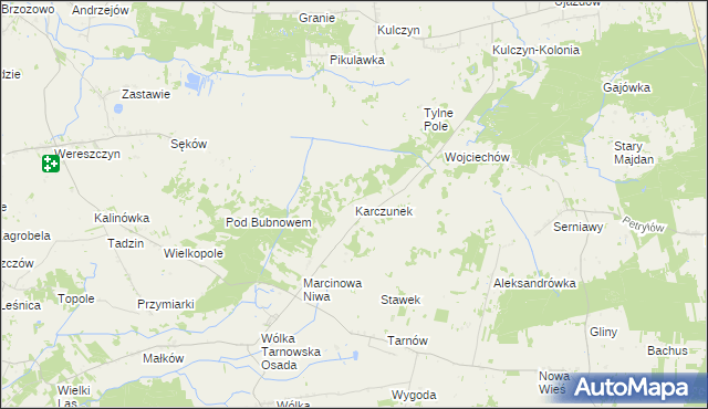 mapa Karczunek gmina Wierzbica, Karczunek gmina Wierzbica na mapie Targeo