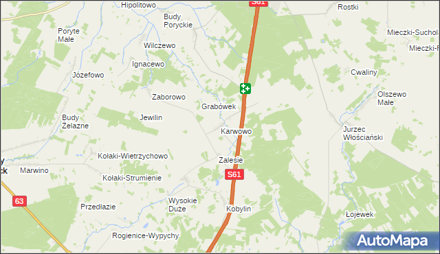 mapa Karwowo gmina Stawiski, Karwowo gmina Stawiski na mapie Targeo