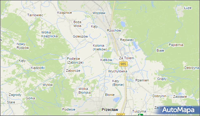 mapa Kiełków gmina Przecław, Kiełków gmina Przecław na mapie Targeo