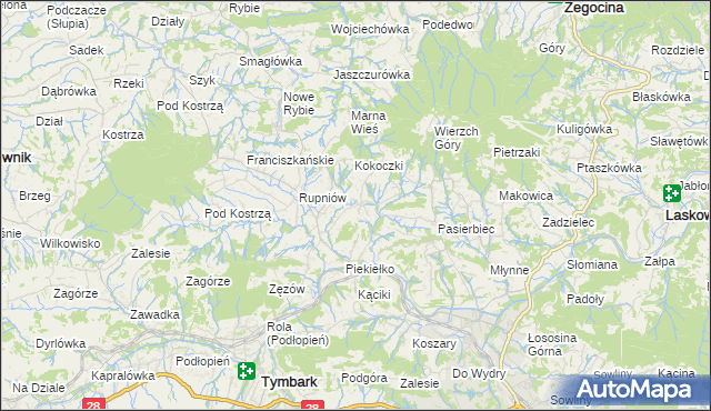 mapa Kisielówka gmina Limanowa, Kisielówka gmina Limanowa na mapie Targeo