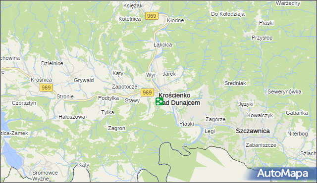 mapa Krościenko nad Dunajcem, Krościenko nad Dunajcem na mapie Targeo