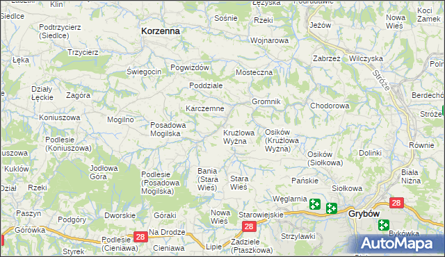 mapa Krużlowa Wyżna, Krużlowa Wyżna na mapie Targeo
