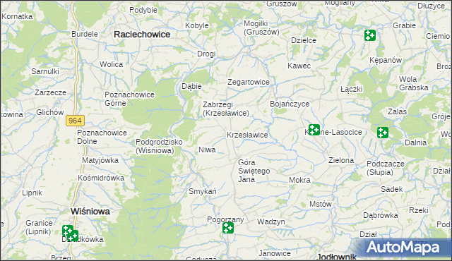 mapa Krzesławice gmina Raciechowice, Krzesławice gmina Raciechowice na mapie Targeo