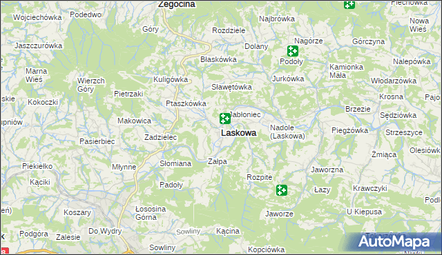 mapa Laskowa powiat limanowski, Laskowa powiat limanowski na mapie Targeo