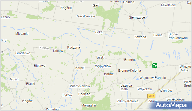 mapa Liszki gmina Łęczyca, Liszki gmina Łęczyca na mapie Targeo