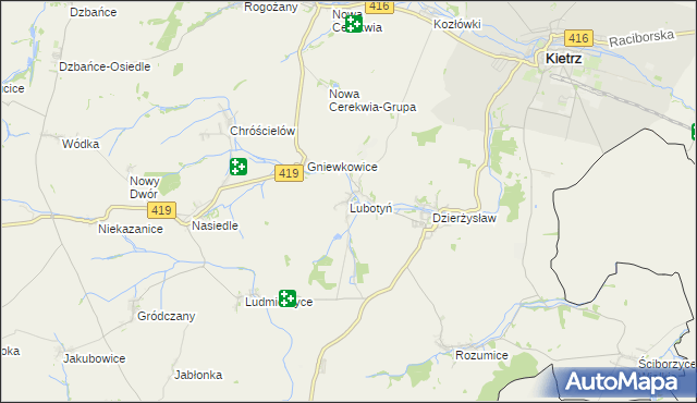 mapa Lubotyń gmina Kietrz, Lubotyń gmina Kietrz na mapie Targeo