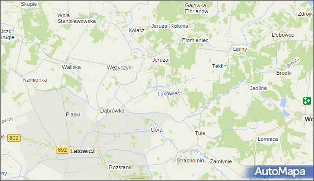 mapa Łukówiec gmina Mrozy, Łukówiec gmina Mrozy na mapie Targeo