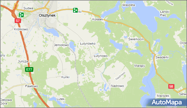 mapa Łutynowo, Łutynowo na mapie Targeo