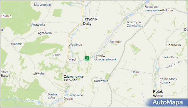 mapa Łychów Gościeradowski, Łychów Gościeradowski na mapie Targeo