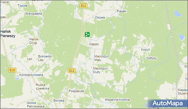 mapa Macoszyn Mały, Macoszyn Mały na mapie Targeo