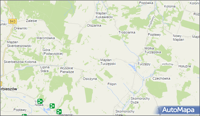 mapa Majdan Tuczępski, Majdan Tuczępski na mapie Targeo