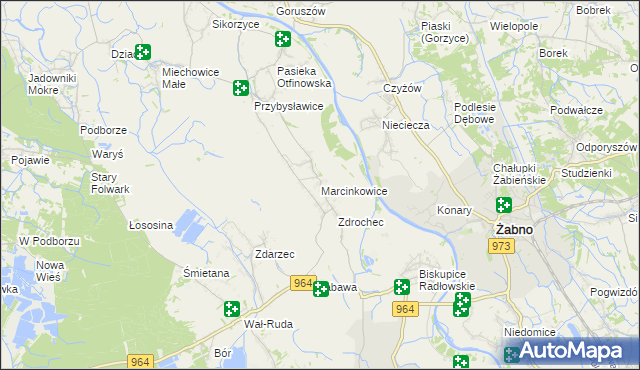 mapa Marcinkowice gmina Radłów, Marcinkowice gmina Radłów na mapie Targeo