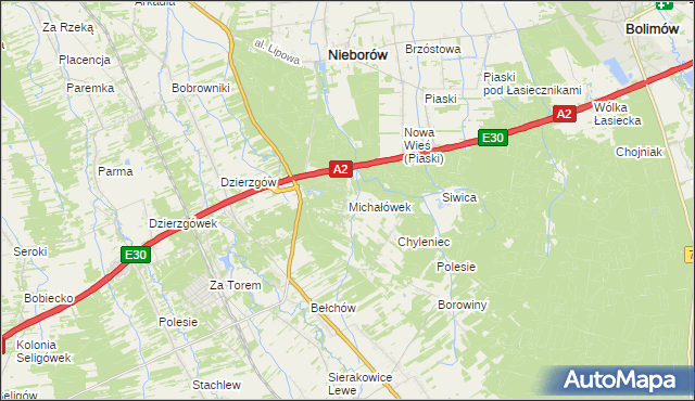 mapa Michałówek gmina Nieborów, Michałówek gmina Nieborów na mapie Targeo