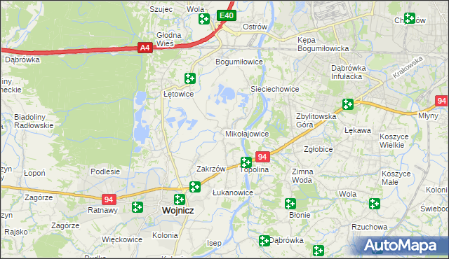 mapa Mikołajowice gmina Wierzchosławice, Mikołajowice gmina Wierzchosławice na mapie Targeo