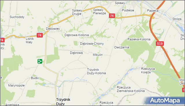 mapa Mikulin gmina Kraśnik, Mikulin gmina Kraśnik na mapie Targeo