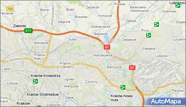 mapa Mistrzejowice, Mistrzejowice na mapie Targeo