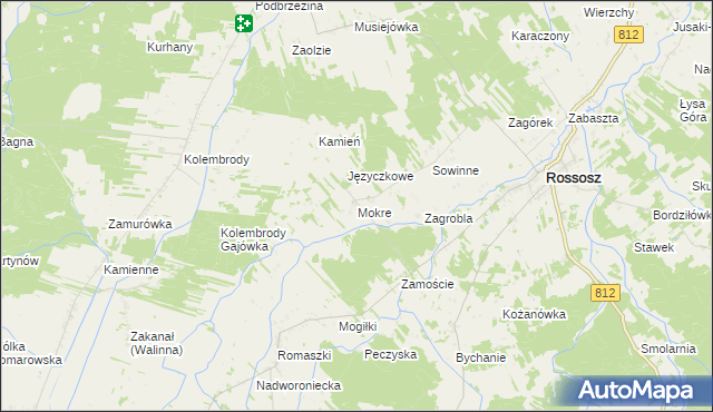 mapa Mokre gmina Rossosz, Mokre gmina Rossosz na mapie Targeo
