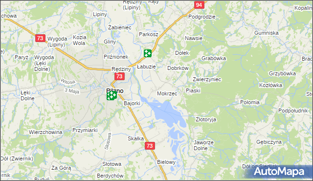mapa Mokrzec gmina Pilzno, Mokrzec gmina Pilzno na mapie Targeo