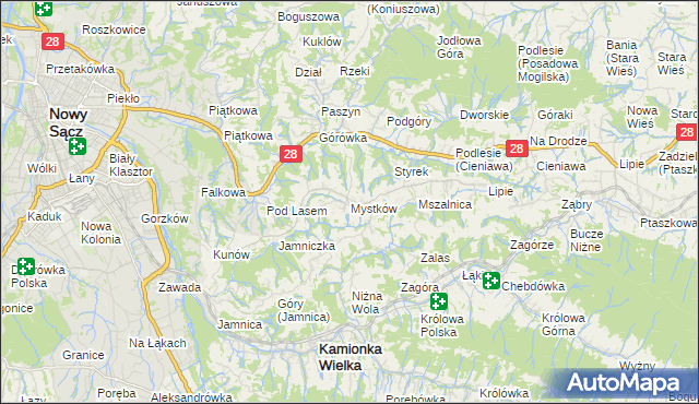 mapa Mystków, Mystków na mapie Targeo