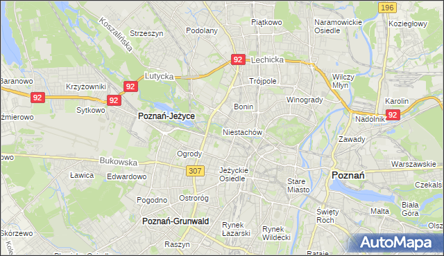 mapa Niestachów gmina Poznań, Niestachów gmina Poznań na mapie Targeo