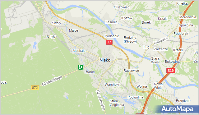 mapa Nisko, Nisko na mapie Targeo