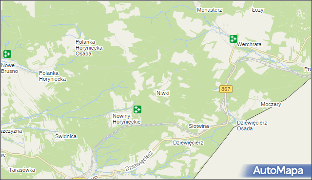 mapa Niwki gmina Horyniec-Zdrój, Niwki gmina Horyniec-Zdrój na mapie Targeo