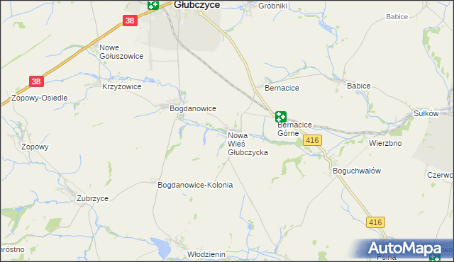 mapa Nowa Wieś Głubczycka, Nowa Wieś Głubczycka na mapie Targeo